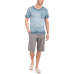 Oil-Washed Crew Neck Pocket T-shirt // Blue (M)