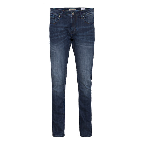 Slim-Fit 5-Pocket Jeans + Fitted Pleats // Blue (30WX29L)