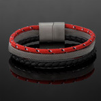 Triple Stranded Leather Magnetic Bracelet // Red + Black