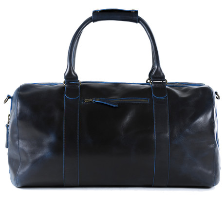 Willow Duffle Bag // Black + Blue (Blue Interior)