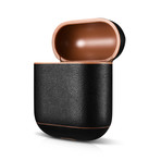Designer Series // Leather AirPod Case (Black + Brown Trim)