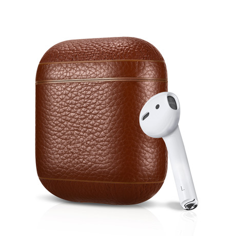 Pebble Series // Leather AirPod Case (Brown)