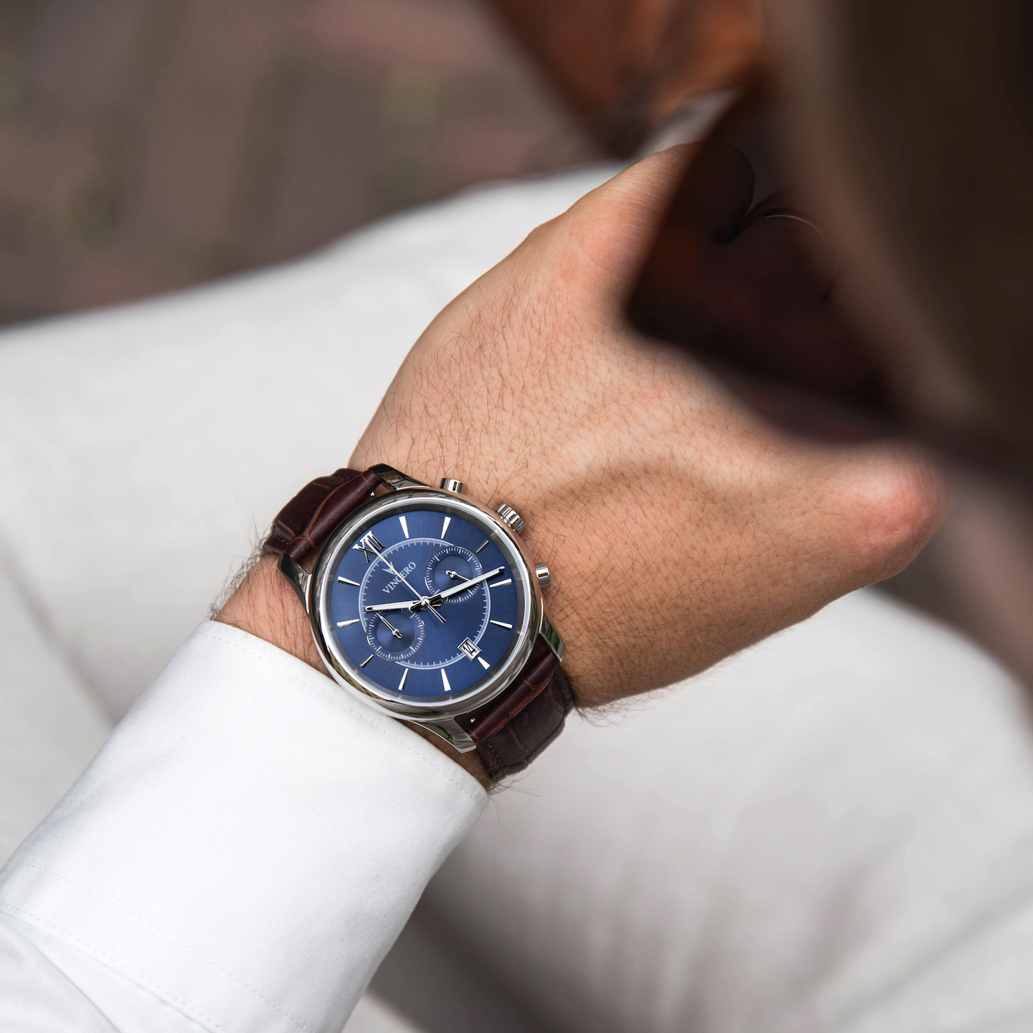 The Bellwether // Blue + Brown - Vincero Watches - Touch of Modern