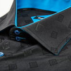 Bespoke // Button Up Shirt // Black + Blue (2XL)