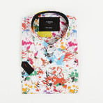 Short Sleeve Splatter Button-Up Shirt // Multi (M)