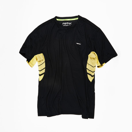Raglan Mesh Panel T-Shirt // Black + Gold (2XL)