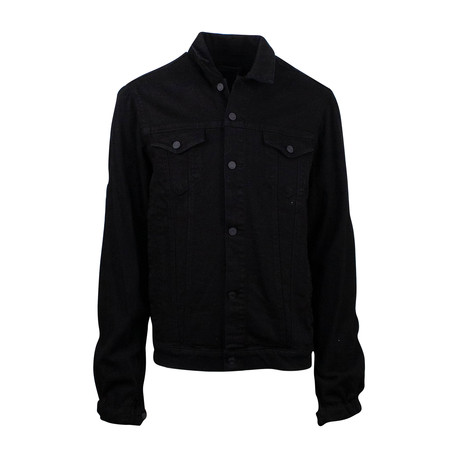 RTA // Max Contrast Sleeve Button Down Denim Jacket // Black (XS)