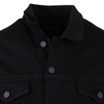 RTA // Max Contrast Sleeve Button Down Denim Jacket // Black (XS)