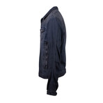 RTA // Contrast Sleeve Button Down Denim Jacket // Gray + Blue (L)