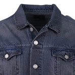 RTA // Contrast Sleeve Button Down Denim Jacket // Gray + Blue (XL)