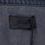 RTA // Contrast Sleeve Button Down Denim Jacket // Gray + Blue (L)