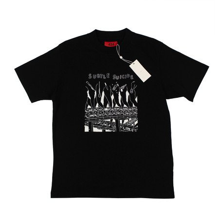 424 // Short Sleeve Subtle Suicide Cotton T-Shirt // Black (XS)
