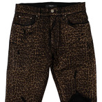 Amiri // Broken Leopard Coated Jeans // Brown (28)