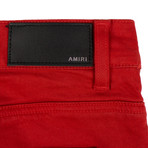 Amiri // Leather Patch Cottons Jeans // Red (38)