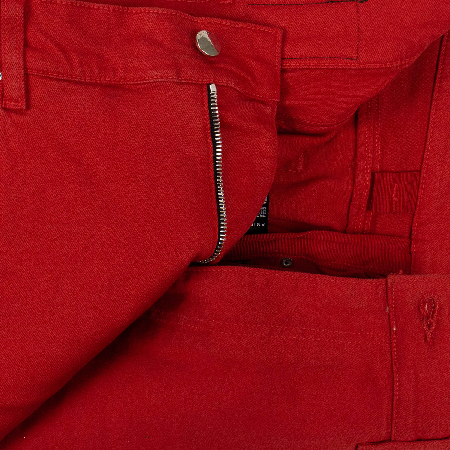 Amiri // Leather Patch Cottons Jeans // Red (38) - Luxury Urbanwear ...