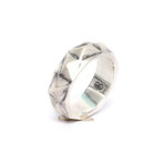 3D Geo Facet Ring + Oxidized Finish // Silver (9)
