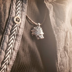 Indomitable Gray Wolf Pendant // Sterling Silver