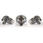 Snarling Chimpanzee Ring // Sterling Silver (6)