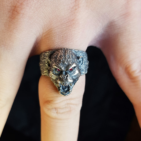 Snarling Chimpanzee Ring // Sterling Silver (6)