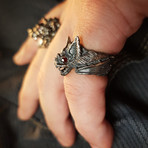 Nocturnal Vampire Bat Ring // Sterling Silver (10)