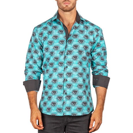 Franklin Long-Sleeve Button-Up Shirt // Turquoise (XS)