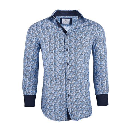 Hugo Casual Long-Sleeve Button-Down Shirt // Blue (S)