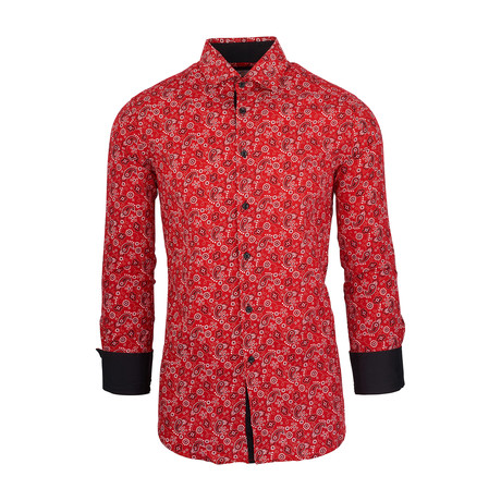 Malcom Casual Long-Sleeve Button-Down Shirt // Red (S)