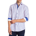 Nathaniel Casual Long-Sleeve Button-Down Shirt // White + Pink +Blue (S)