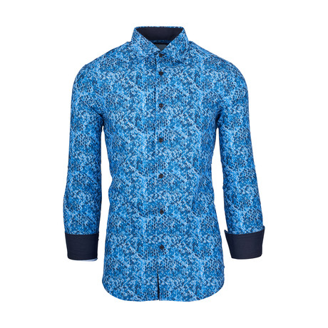 Weldon Casual Long-Sleeve Button-Down Shirt // Blue (S)