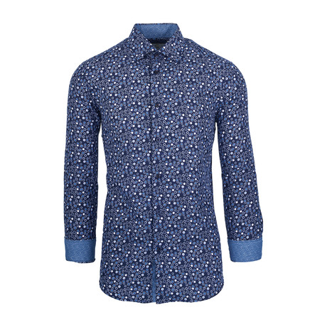 Harris Casual Long-Sleeve Button-Down Shirt // Navy (S)