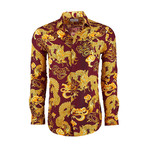 Berry Casual Long-Sleeve Button-Down Shirt // Burgundy (2XL)