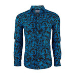 Xavier Casual Long-Sleeve Button-Down Shirt // Black + Blue (L)