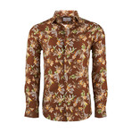 Monroe Casual Long-Sleeve Button-Down Shirt // Brown (S)