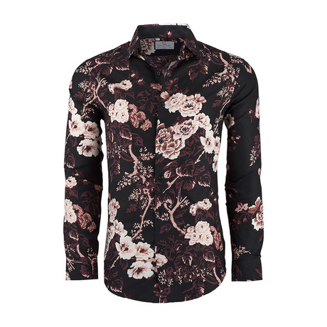 Jim Casual Long-Sleeve Button-Down Shirt // Black (S)