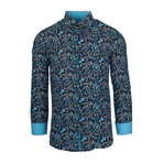 Jamaal Casual Long-Sleeve Button-Down Shirt // Dark Navy + Blue (S)