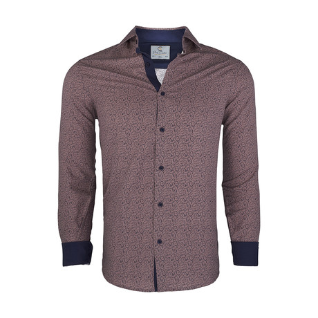 Byron Casual Long-Sleeve Button-Down Shirt // Red-Brown (S)