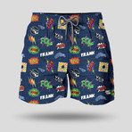 Bomb All Over Swim Short // Blue (M)