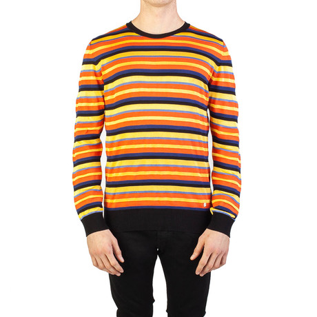 Striped Cotton Blend Sweater // Orange (S)