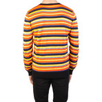 Striped Cotton Blend Sweater // Orange (M)