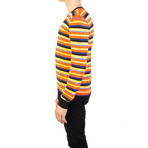 Striped Cotton Blend Sweater // Orange (M)