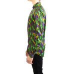 Cotton Slim Fit Geometric Pattern Dress Shirt // Green (IT: 40)