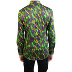 Cotton Slim Fit Geometric Pattern Dress Shirt // Green (IT: 40)