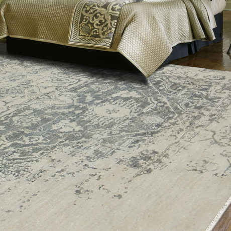 Abstract Hand-Knotted Area Rug // Gray + Cream // 6' x 9'