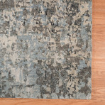 Abstract Carved Hand-Knotted Area Rug // Gray + Blue (6' x 9')