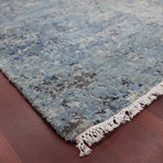 Abstract Carved Hand-Knotted Area Rug // Blue // 10' x 14'