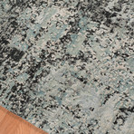 Abstract Carved Hand-Knotted Area Rug // Charcoal-Blue (6' x 9')