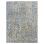 Abstract Carved Hand-Knotted Area Rug // Blue-Orange (8' x 10')