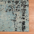 Abstract Carved Hand-Knotted Area Rug // Charcoal-Blue (6' x 9')