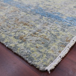 Abstract Carved Hand-Knotted Area Rug // Blue-Orange (8' x 10')