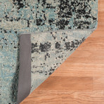 Abstract Carved Hand-Knotted Area Rug // Charcoal-Blue (6' x 9')